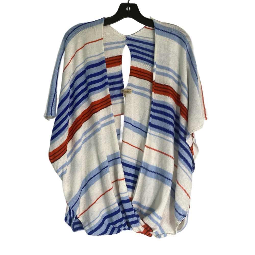 Democracy-Striped Short Sleeve Twist Front Sweater Shrug Medium‎ Oversized